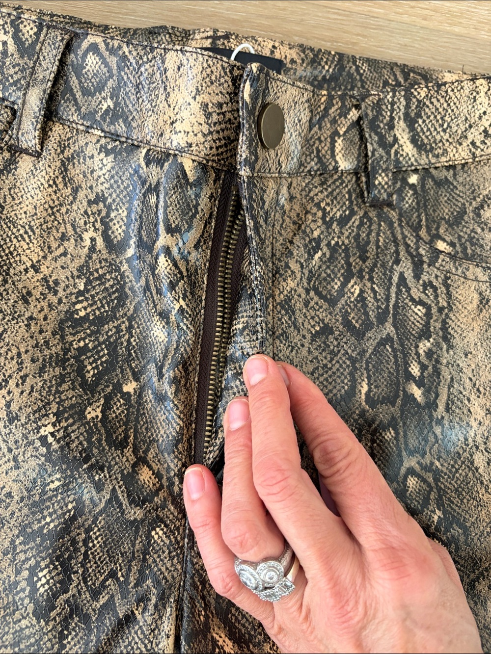 Mango Wide-Leg Snake Print Jeans - Taupe & Black - Picture 4 of 6